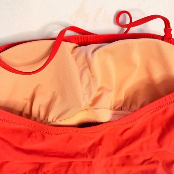 J Crew Orange ruched one piece swimsuit - Picture 4 of 11